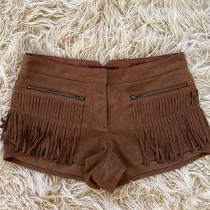 Fringe suede shorts